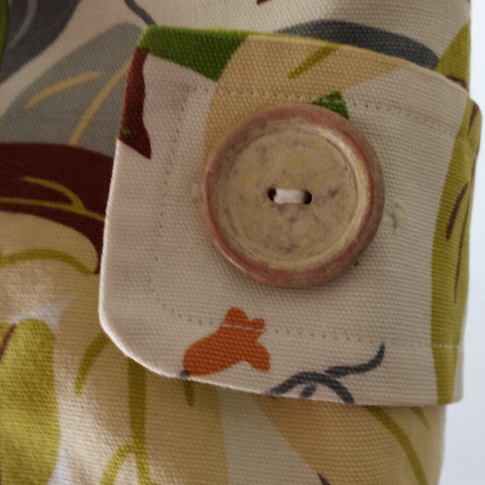 'Kelly & Diane' Collarless Coat Size 16 Botanical Reversible Belt 100%Cotton - Picture 8 of 16